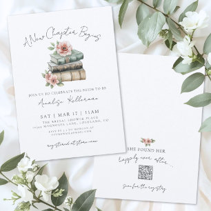 Book New Chapter Floral Bridal Shower Invitation