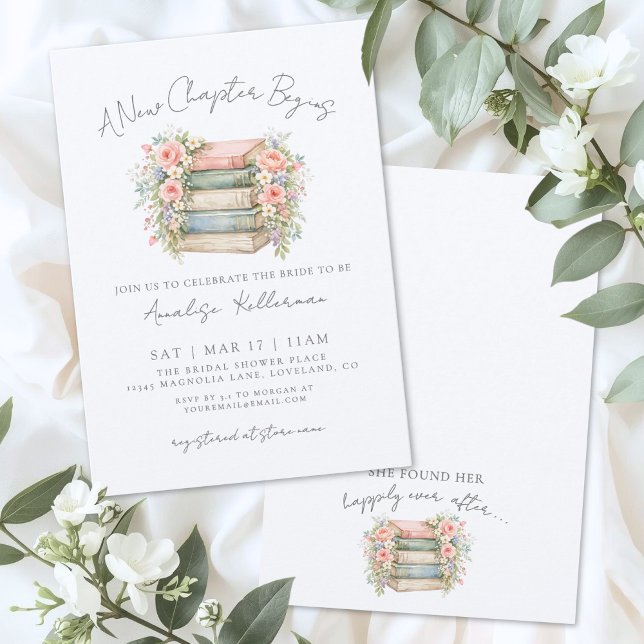 Book New Chapter Floral Bridal Shower Invitation (Book New Chapter Floral Bridal Shower Invitation)