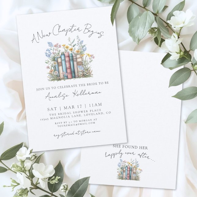 Book New Chapter Floral Bridal Shower Invitation (Book New Chapter Floral Bridal Shower Invitation)