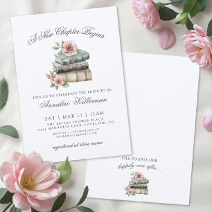 Book New Chapter Floral Bridal Shower Invitation