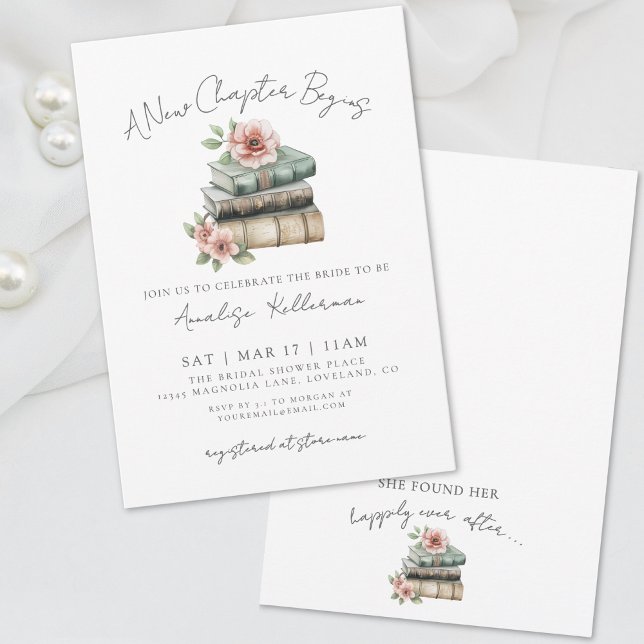 Book New Chapter Floral Bridal Shower Invitation (Book New Chapter Floral Bridal Shower Invitation)