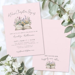 Book New Chapter Pink Wildflower Bridal Shower Invitation
