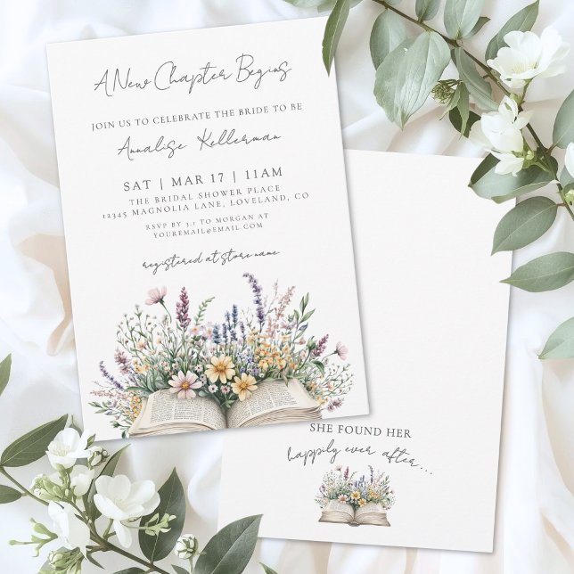 Book New Chapter Wildflower Bridal Shower Invitation (Book New Chapter Wildflower Bridal Shower Invitation)