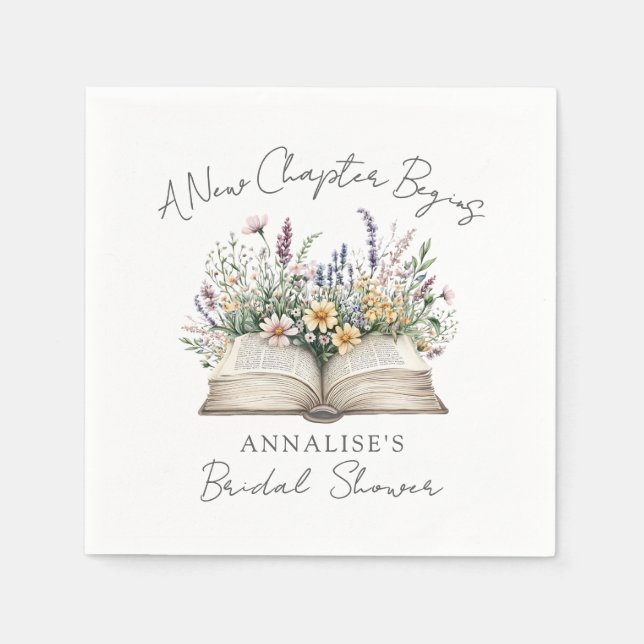 Book New Chapter Wildflower Bridal Shower Napkin (Front)