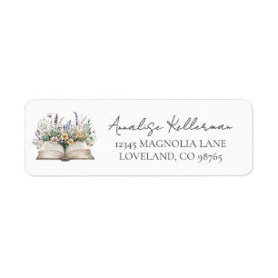 Book New Chapter Wildflower Bridal Shower Return Address Label