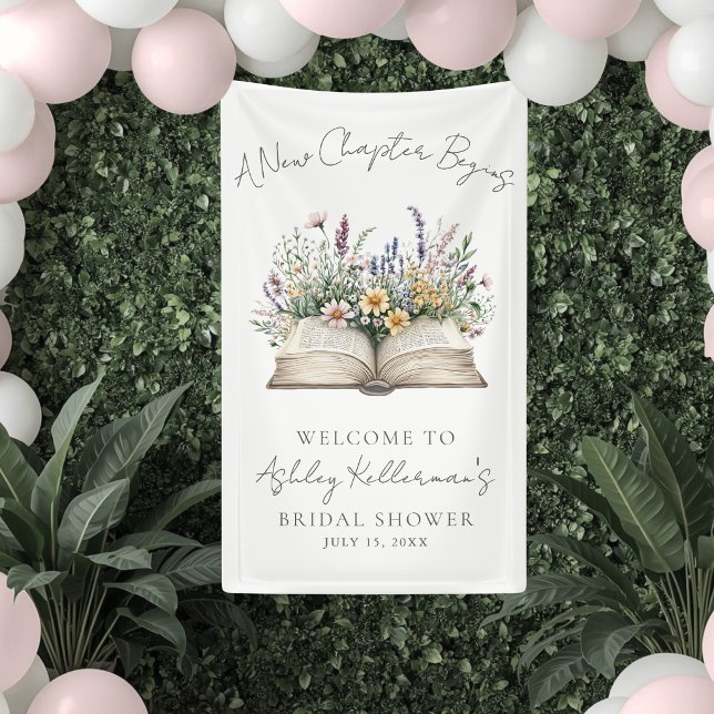 Book New Chapter Wildflower Bridal Shower Sign (Book New Chapter Wildflower Bridal Shower Sign)