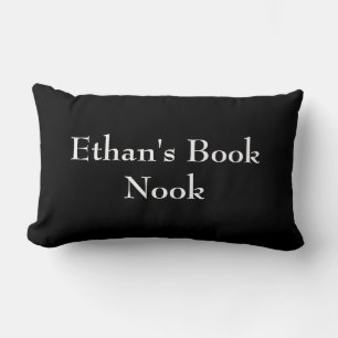 Book nook cushion, black & white, customisable lumbar cushion