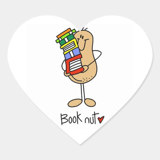 Book Nut T-shirts and Gifts Heart Sticker (Front)