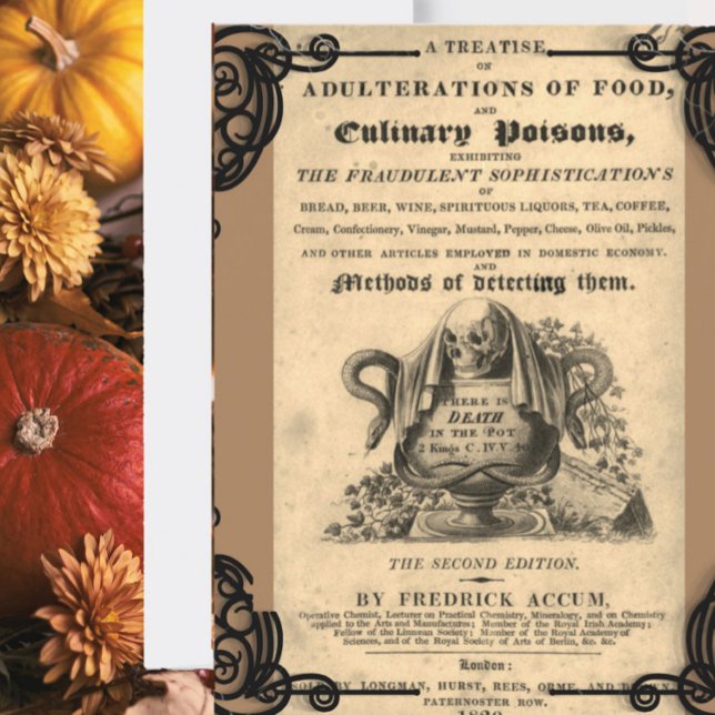 Book of culinary poisons from 1820 antique skull postcard (Creator Uploaded)