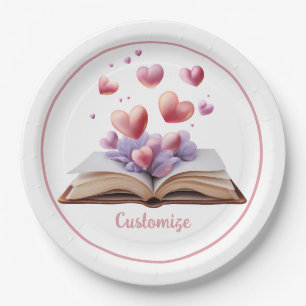 Book Of Hearts Paper Plate