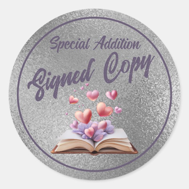 Book Of Hearts Signed Copy Silver Classic Round Sticker (Front)