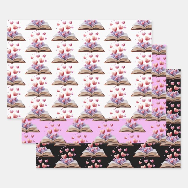 Book Of Hearts   Wrapping Paper Sheet (Set)