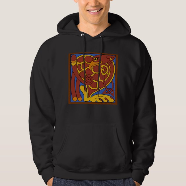 Book Of Kells Celtic Knot Mediaeval Bird Hoodie (Front)