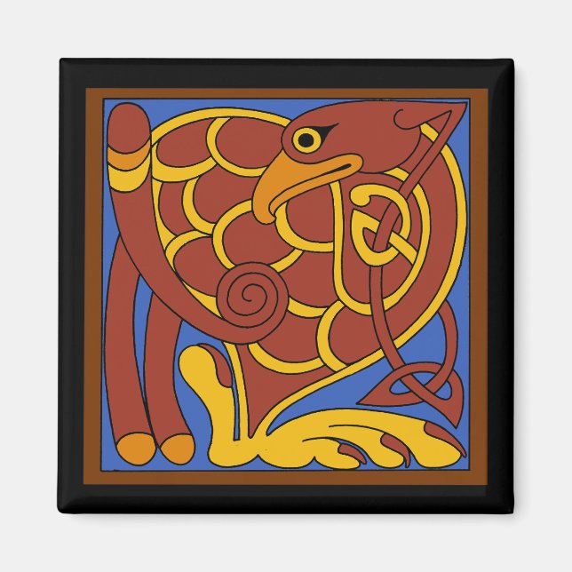 Book Of Kells Celtic Knot Mediaeval Bird Magnet (Front)
