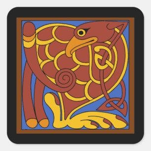 Book Of Kells Celtic Knot Mediaeval Bird Square Sticker