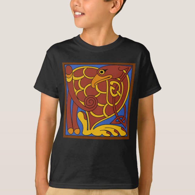 Book Of Kells Celtic Knot Mediaeval Bird T-Shirt (Front)