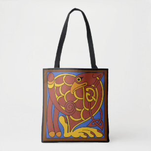 Book Of Kells Celtic Knot Mediaeval Bird Tote Bag