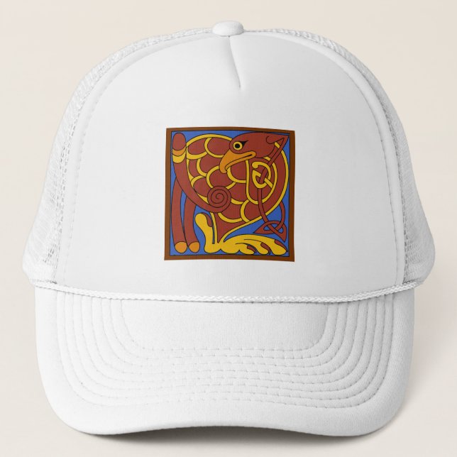 Book Of Kells Celtic Knot Mediaeval Bird Trucker Hat (Front)