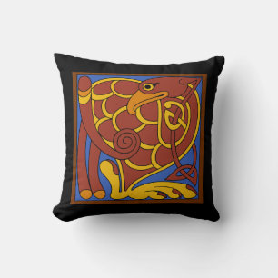 Book Of Kells Celtic Knot Medieval Bird Cushion