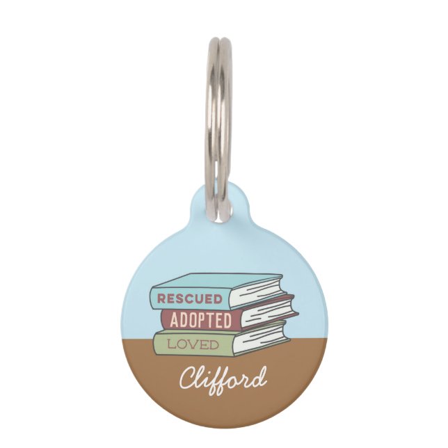 Book of Rescued Adopted Loved Pet Tag (Front)