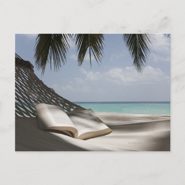 Book on a hammock under a palm postcard (Front)