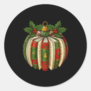 Book Ornaments Book Lover Cozy Christmas Teacher L Classic Round Sticker