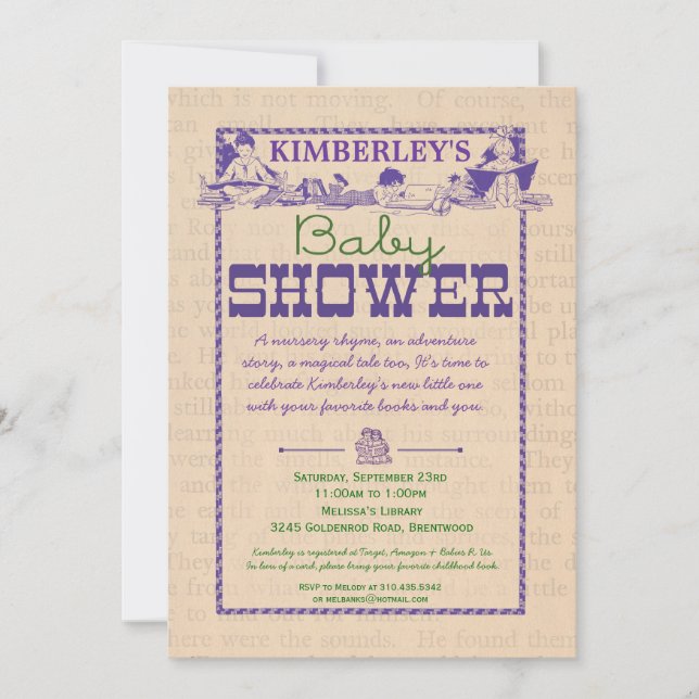 Book Party Baby Shower Invitation (Front)