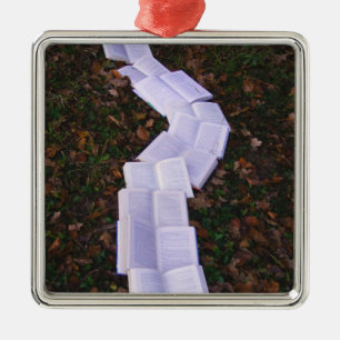 Book Path Reading Reader Metal Ornament