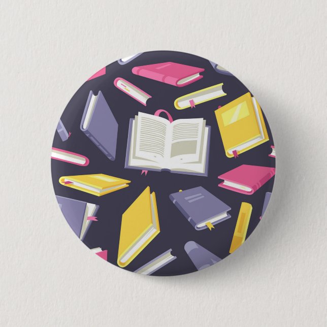 Book pattern 6 cm round badge (Front)
