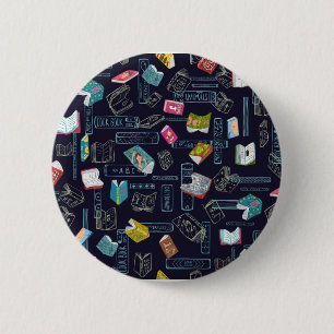 Book pattern 6 cm round badge