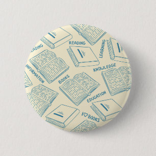 Book pattern 6 cm round badge