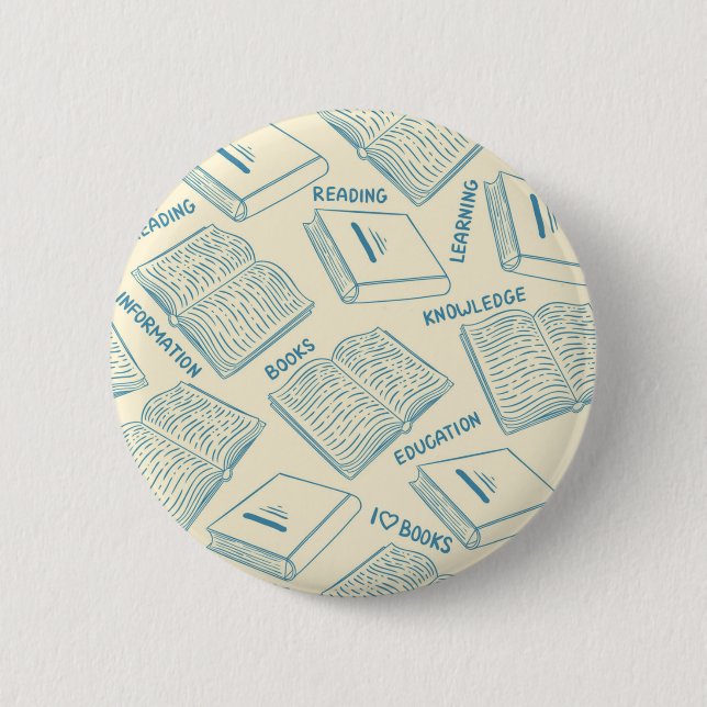 Book pattern 6 cm round badge (Front)