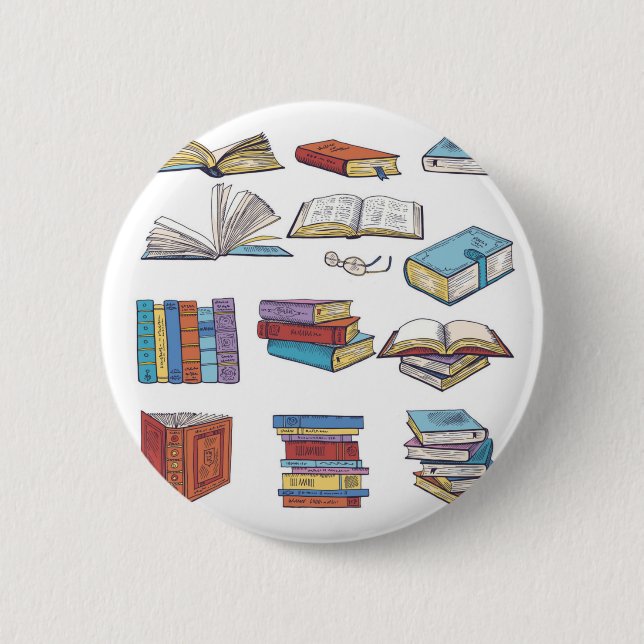Book pattern 6 cm round badge (Front)