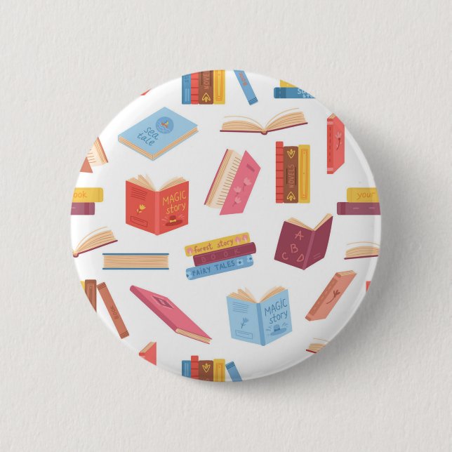 Book pattern 6 cm round badge (Front)