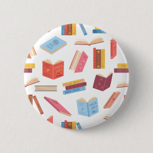 Book pattern 6 cm round badge