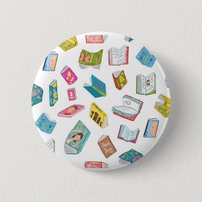 Book pattern 6 cm round badge (Front)