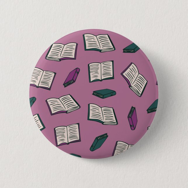 Book pattern 6 cm round badge (Front)