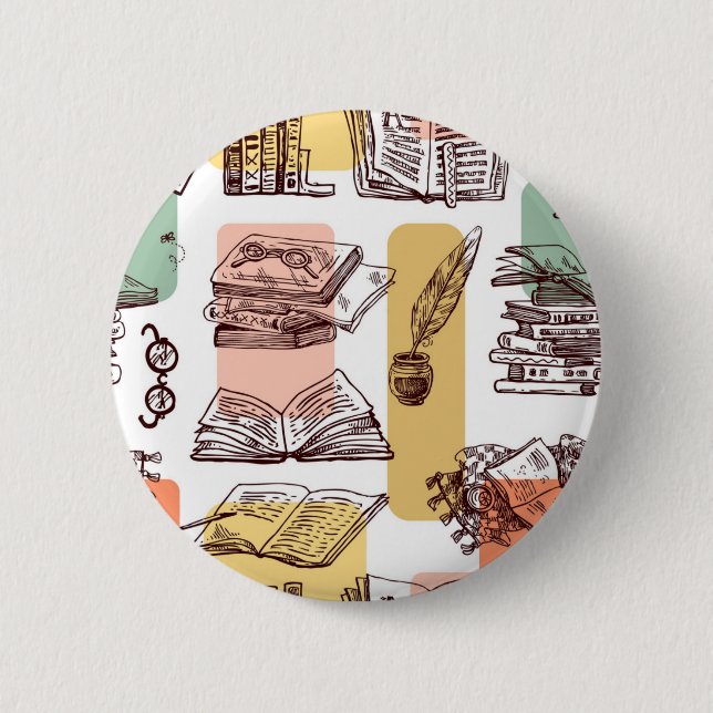 Book pattern 6 cm round badge (Front)