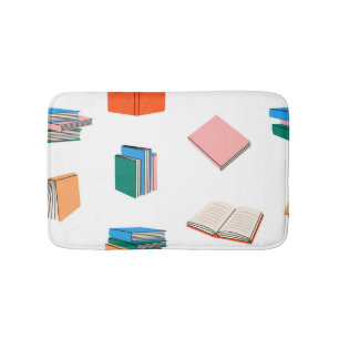 Book pattern bath mat