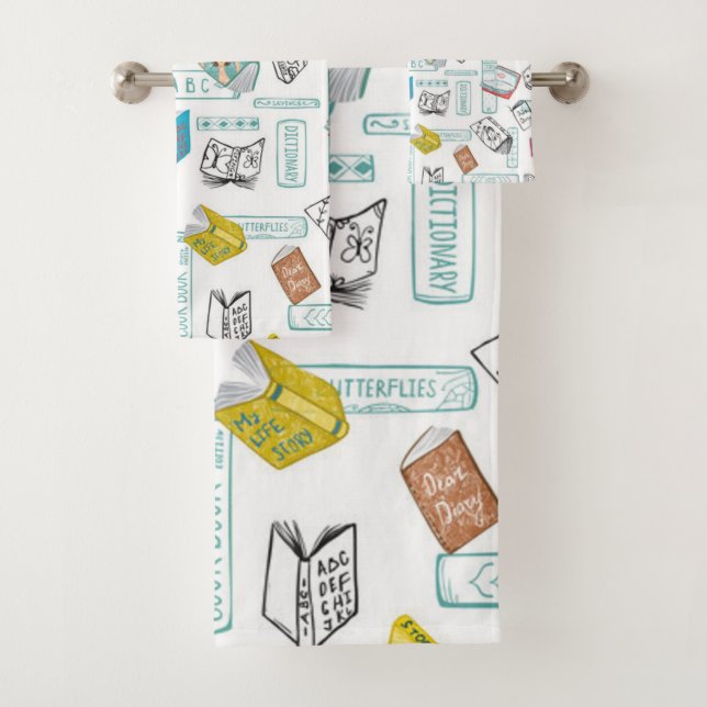 Book pattern bath towel set (Insitu)