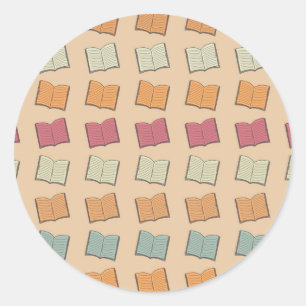 Book pattern classic round sticker