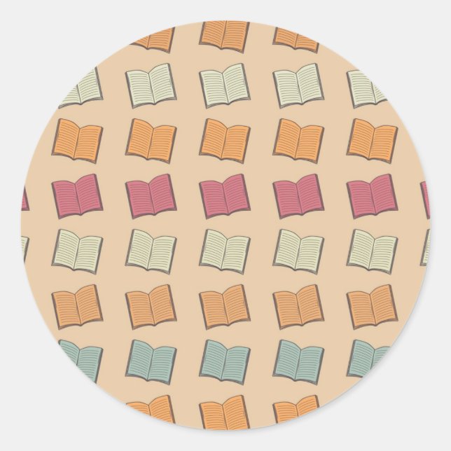 Book pattern classic round sticker (Front)