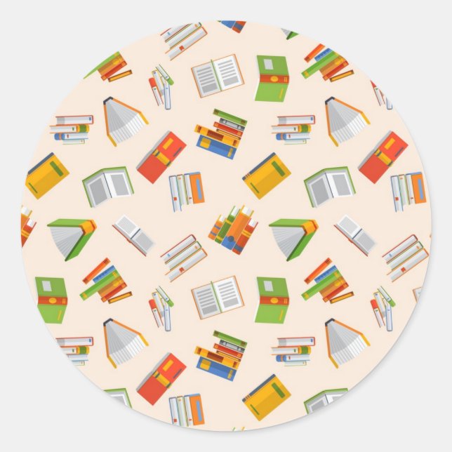 Book pattern classic round sticker (Front)