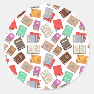 Book pattern classic round sticker