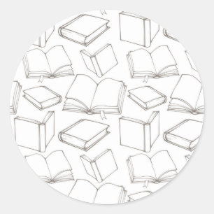 Book pattern classic round sticker