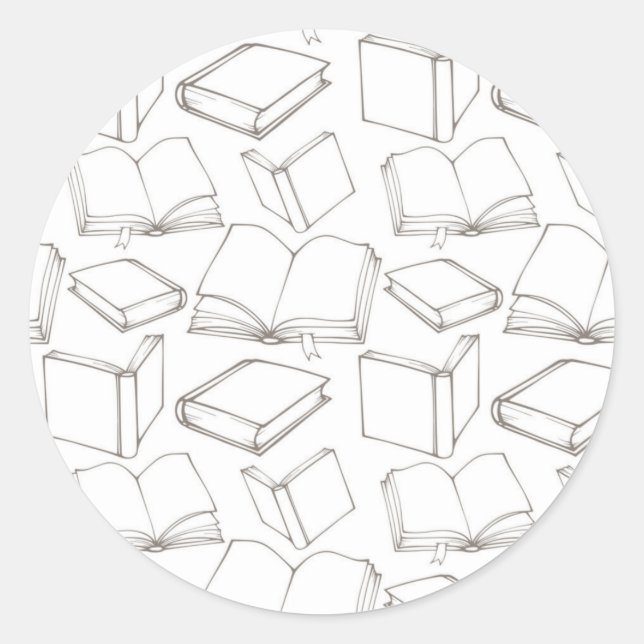 Book pattern classic round sticker (Front)