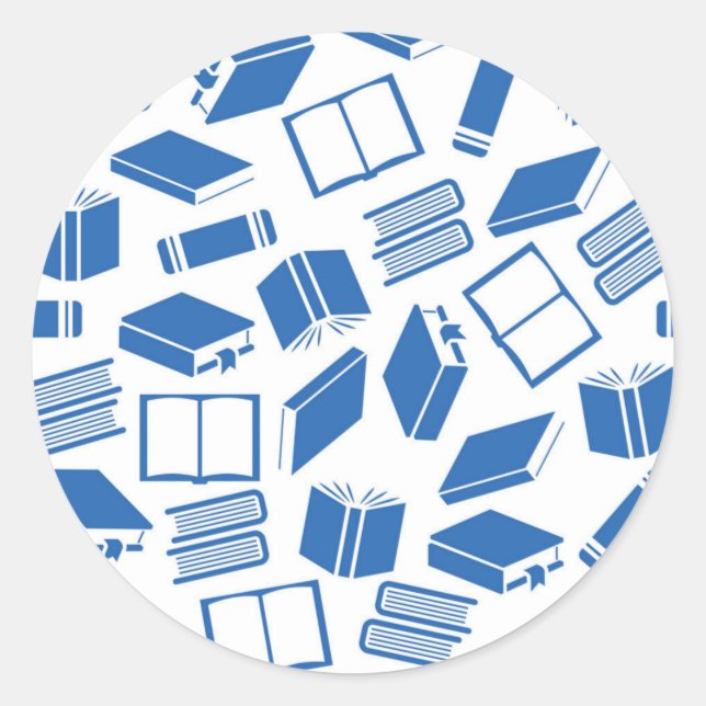 Book pattern classic round sticker (Front)