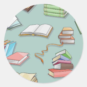 Book pattern classic round sticker