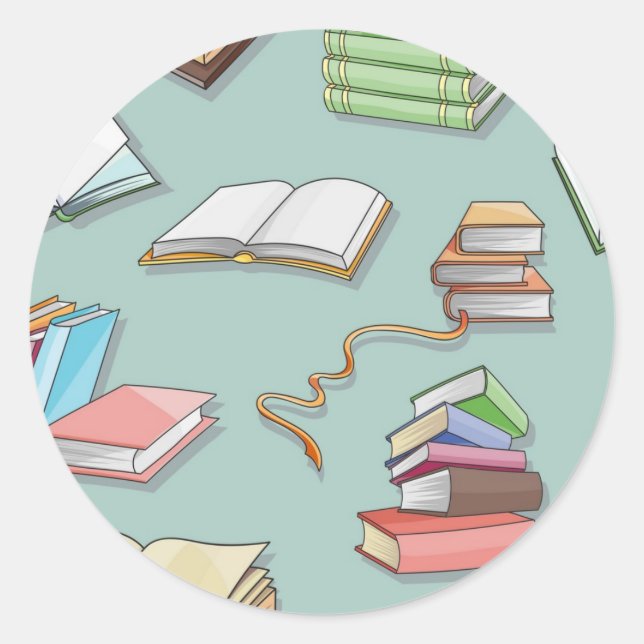 Book pattern classic round sticker (Front)