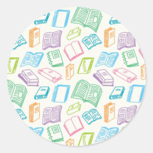 Book pattern classic round sticker